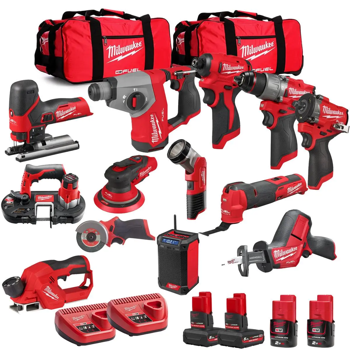 Milwaukee 12V 13 Piece Power Tool Kit With 4 X Batteries T4tkitm - 18490 1
