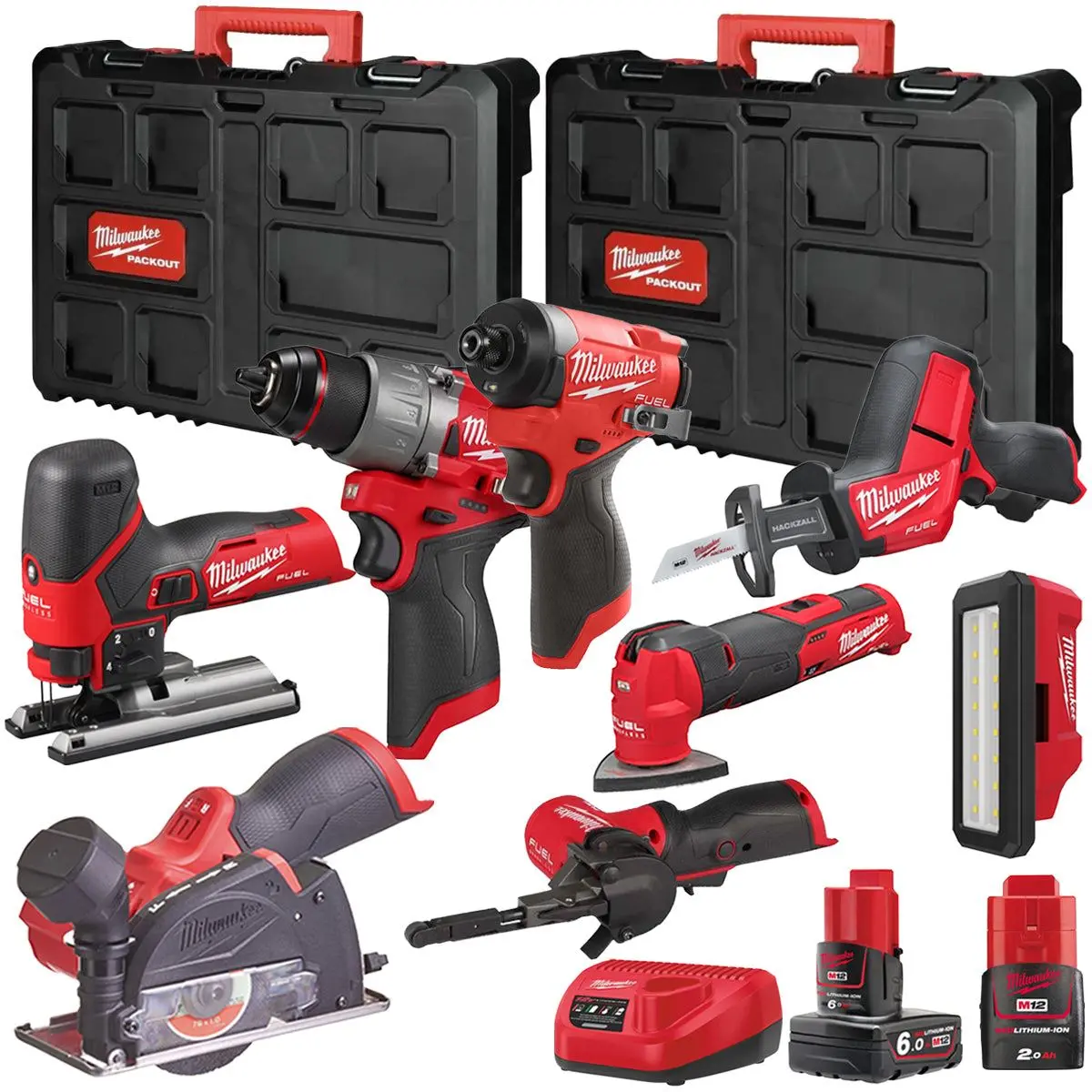 Milwaukee M12fpp7b2-637P 12V Fuel 8 Piece Powerpack Tool Kit With 1 X 6.0Ah & 2.0Ah Batteries, Charger & Case 1