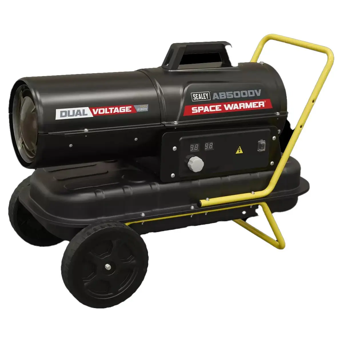 Sealey Ab500dv Dual Voltage Kerosene/Diesel Space Warmer Heater With Wheels 230V/15Kw 1