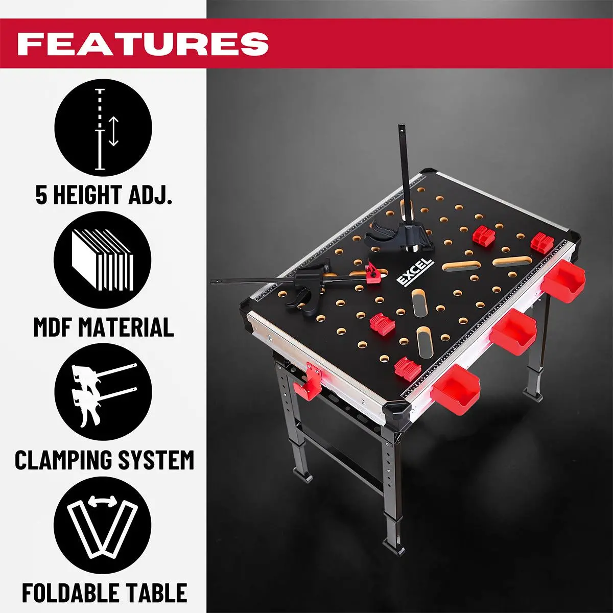Excel Foldable Workbench Table With Adjustable Height 2
