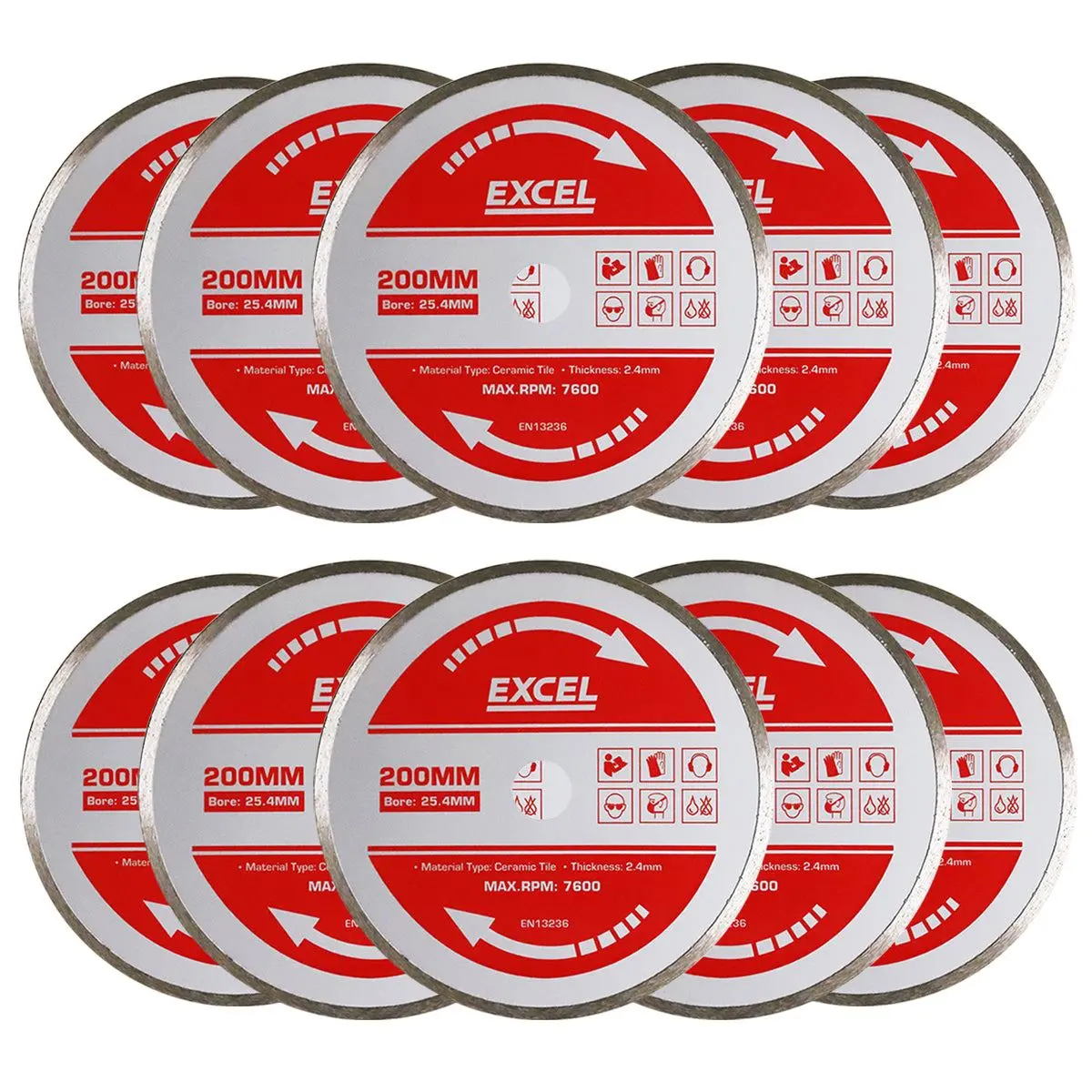 Excel 200Mm Wet Tile Cutting Diamond Blade Pack Of 10 1