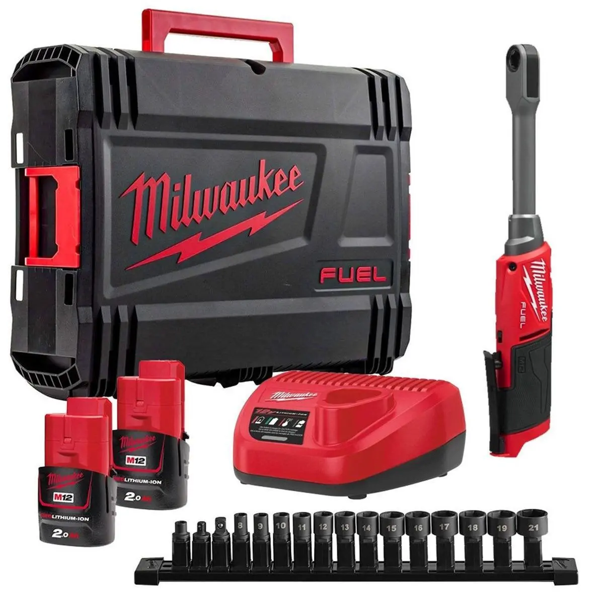 Milwaukee M12fptr-202X 12V Fuel Brushless Pass Through Ratchet With 2 X 2.0Ah Batteries, Charger & Case 4933499412 1