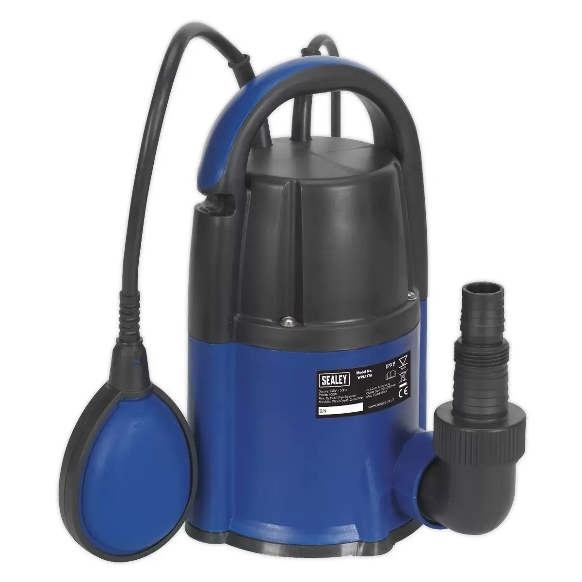 Sealey Wpl117a Automatic Low Level 2Mm Submersible Water Pump 240V 1