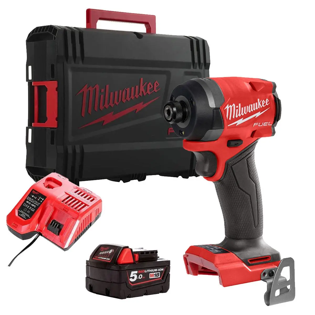Milwaukee M18fid3-0 18V Fuel Brushless Impact Driver With 1 X 5.0Ah Battery Charger & Empty Tool Box (Without Inlay) 1
