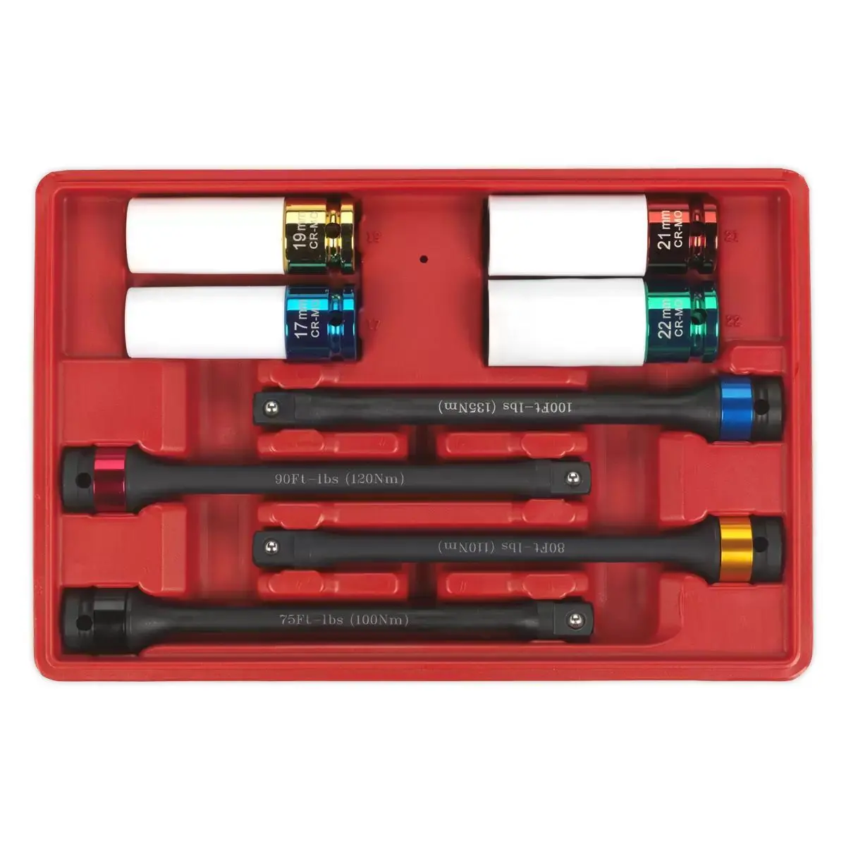 Sealey Ak2243 Torque Stick & Aluminium Wheel Impact Socket Set 8Pc 1/2"Sq 2