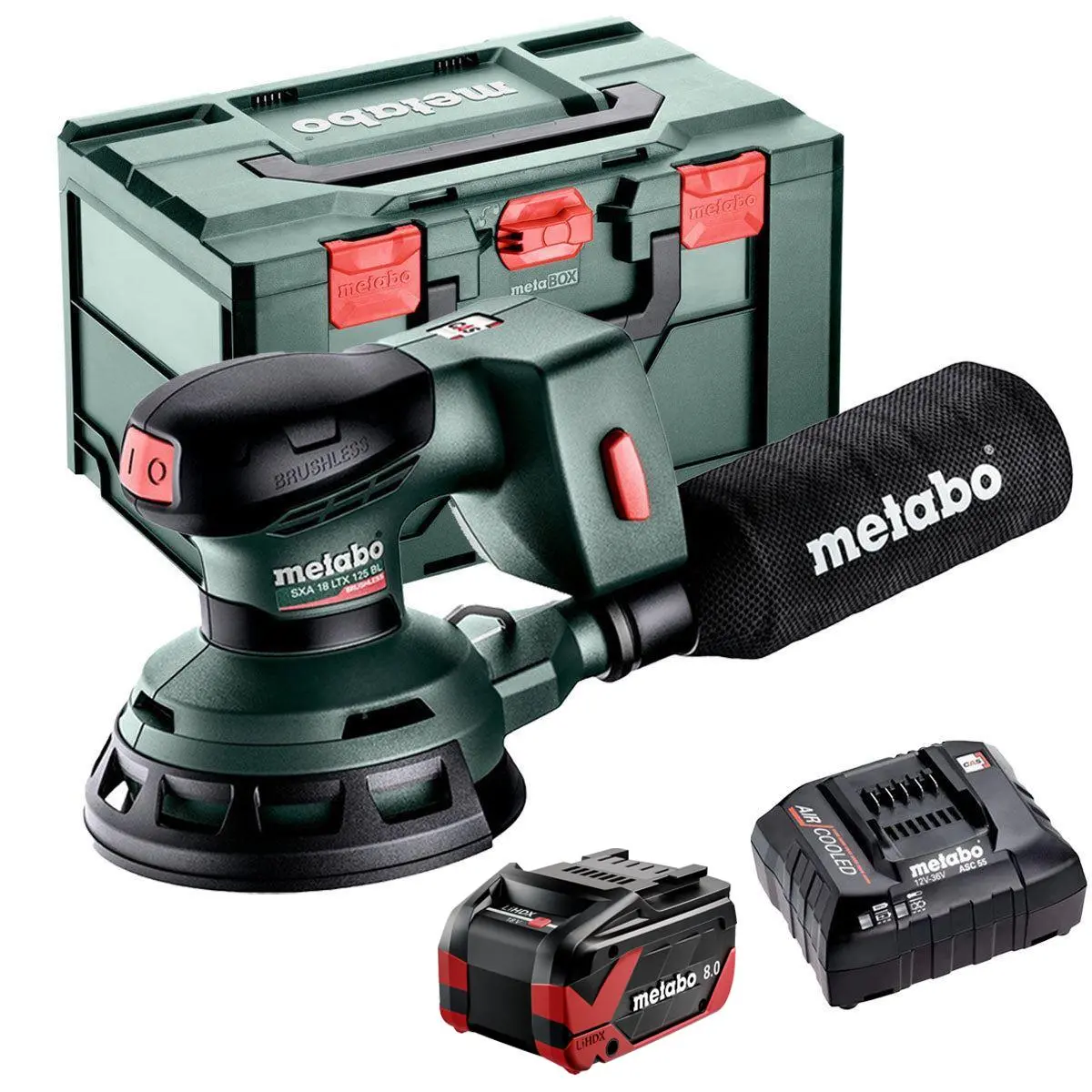 Metabo Sxa 18 Ltx 125 Bl 18V Brushless Random Orbital Sander With 1 X 8.0Ah Battery Charger & Metabox 1