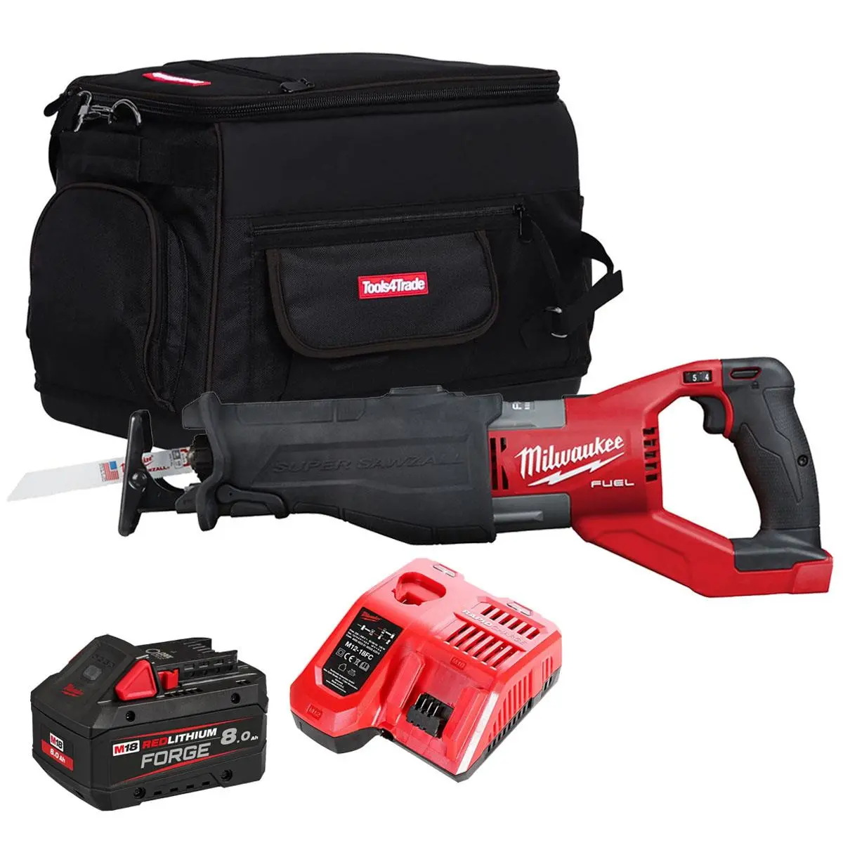 Milwaukee M18fsx-0 18V M18 Fuel Sawzall Reciprocating Saw With 1 X 8.0Ah Battery Charger & Bag 1