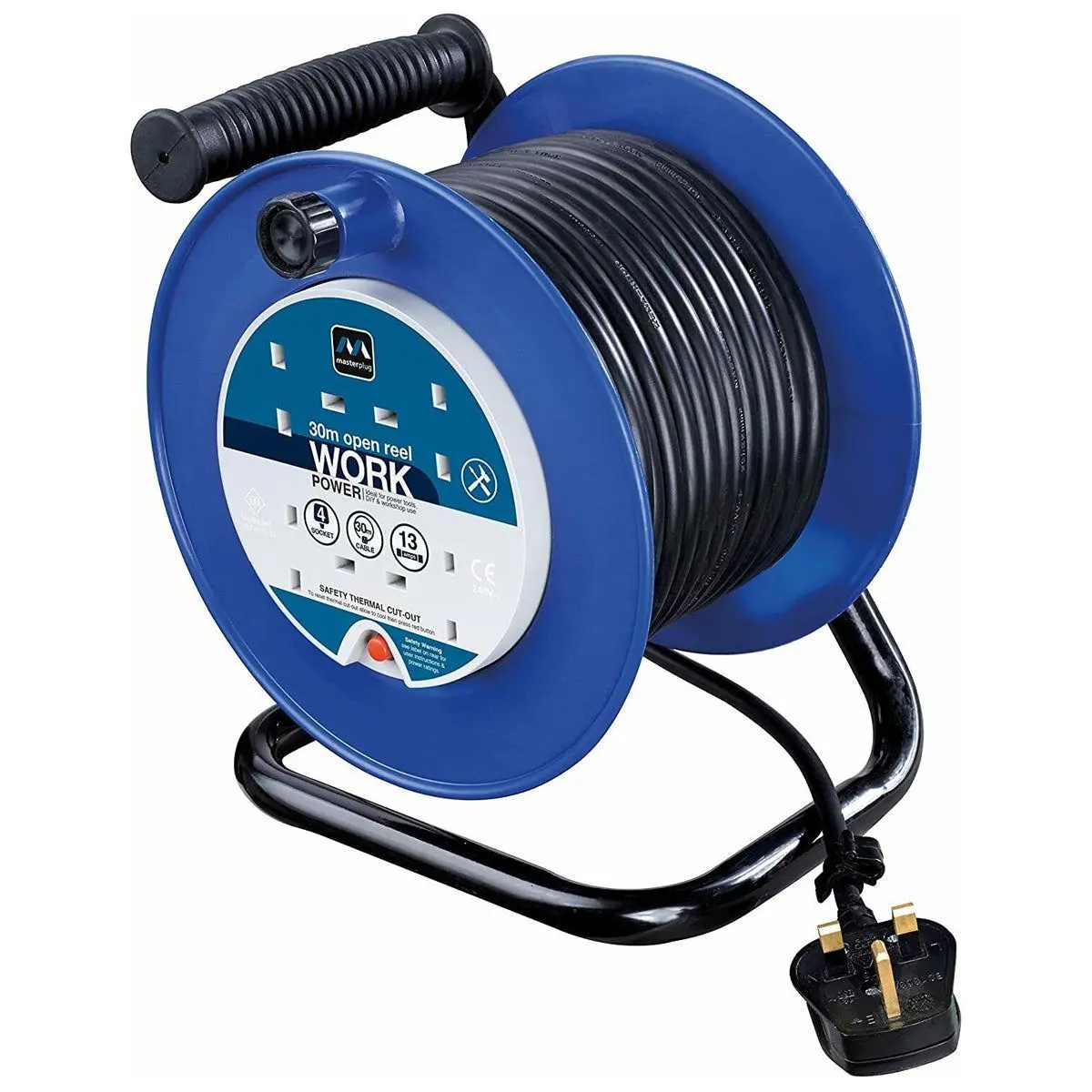 Masterplug Open Cable Reel 13A 4-Socket 25M 240V Ldcc2513/4Bl-Mp 1
