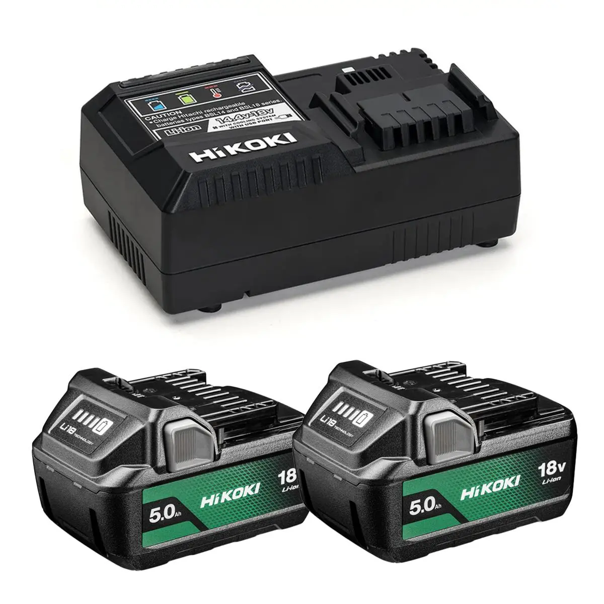 Hikoki Uc18ysl3jkz 18V Starter Pack 3 - 2 X Bsl1850ma 5.0Ah Battery & 1 X Uc18ysl3 Charger 1