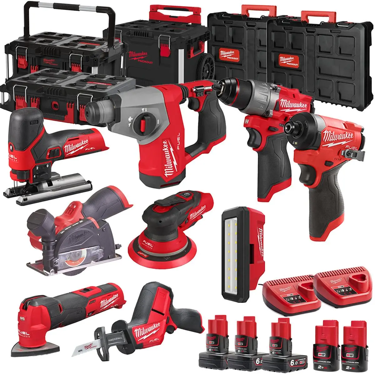 Milwaukee 12V 9 Piece Power Tool Kit With 5 X Batteries T4tkitm - 18474 1