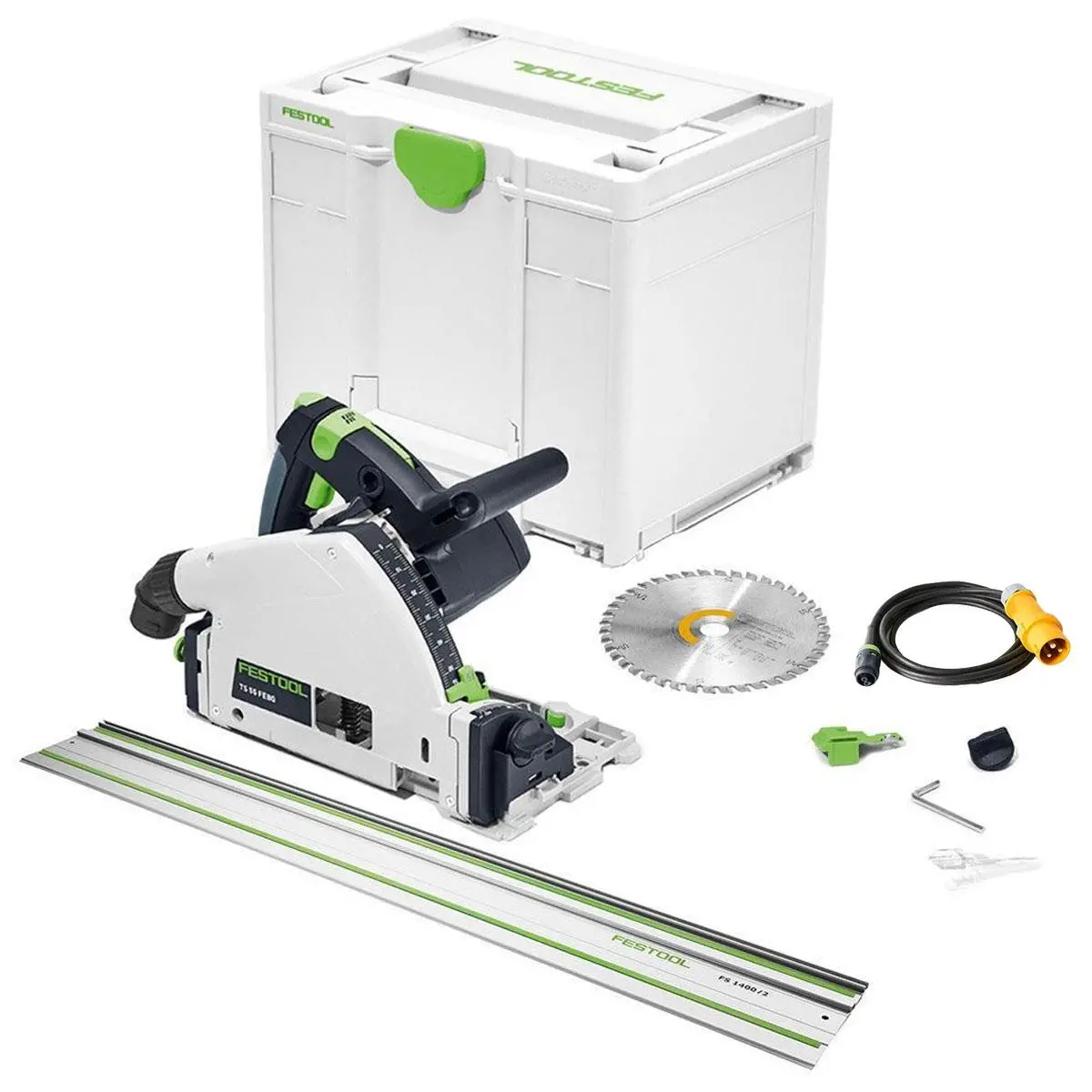 Festool Ts 55 Feq-Plus 110V Gb 160Mm Circular Plunge-Cut Saw - 576707 With 1 X Guide Rail Fs 1400/2 1