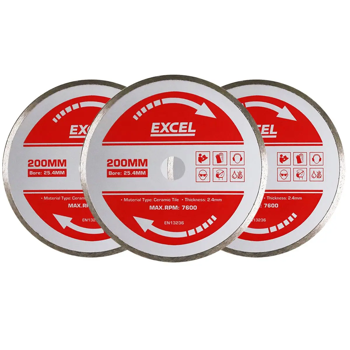 Excel 200Mm Wet Tile Cutting Diamond Blade Pack Of 3 1