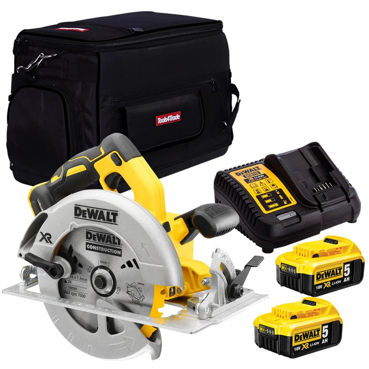 Dewalt Dcs570p2 18V Brushless 184Mm Circular Saw With 2 X 5.0Ah Batteries & Charger In Bag 1