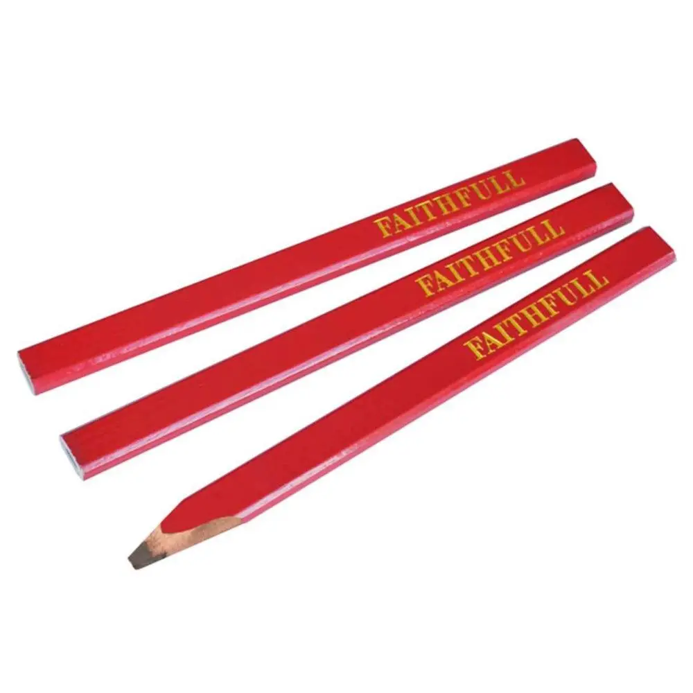 Faithfull Carpenters Pencils Pack Of 3 Red / Medium Faicpr 1