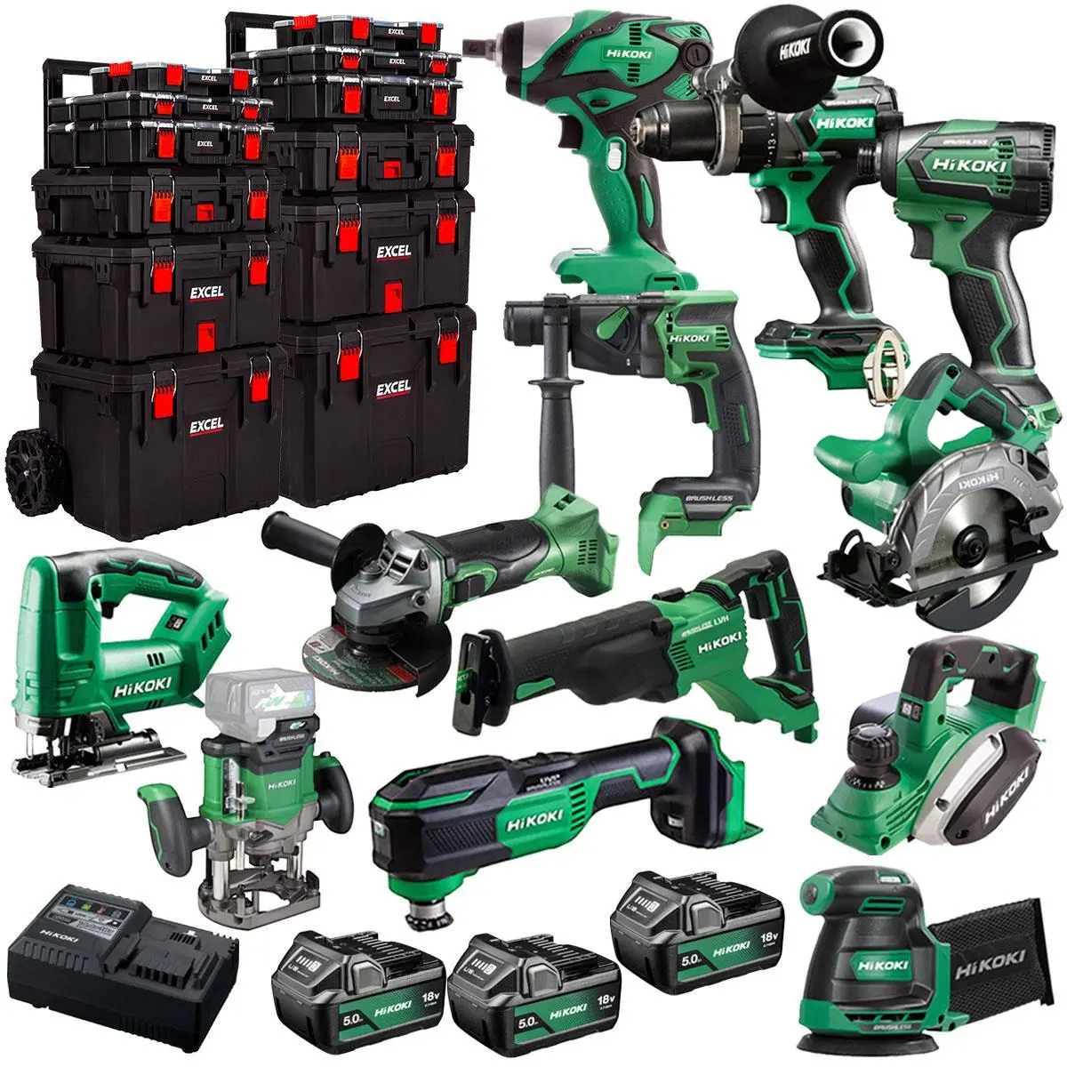 Hikoki 18V 12 Piece Power Tool Combo Kit With 3 X 5.0Ah Battery & Trolley Toolbox 1