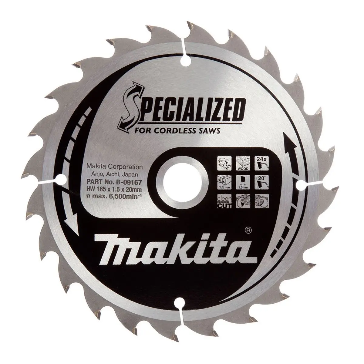 Makita 165Mm 24T Wood Specialized Circular Saw Blade B-32904 1