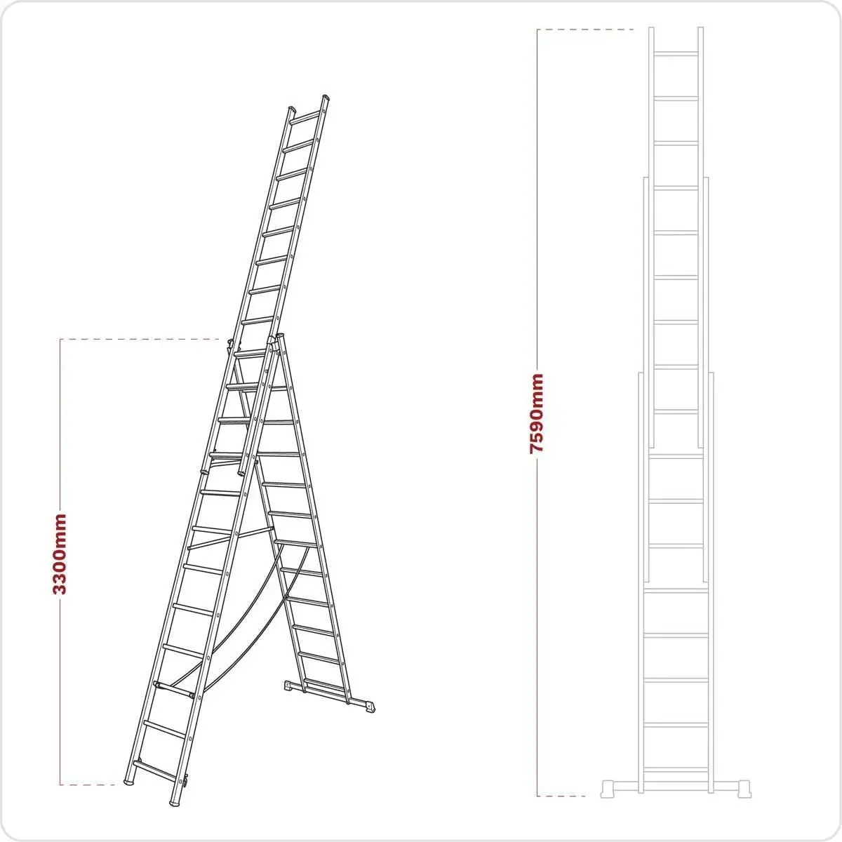 Sealey Acl312 Aluminium Extension Combination Ladder 2