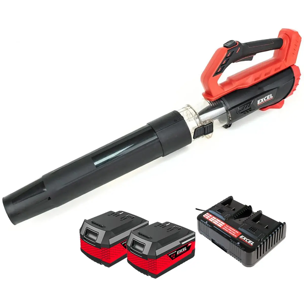 Excel 18V Garden Leaf Blower 2 Level Speed With 2 X 4.0Ah Battery & Dual Port Fast Charger 1