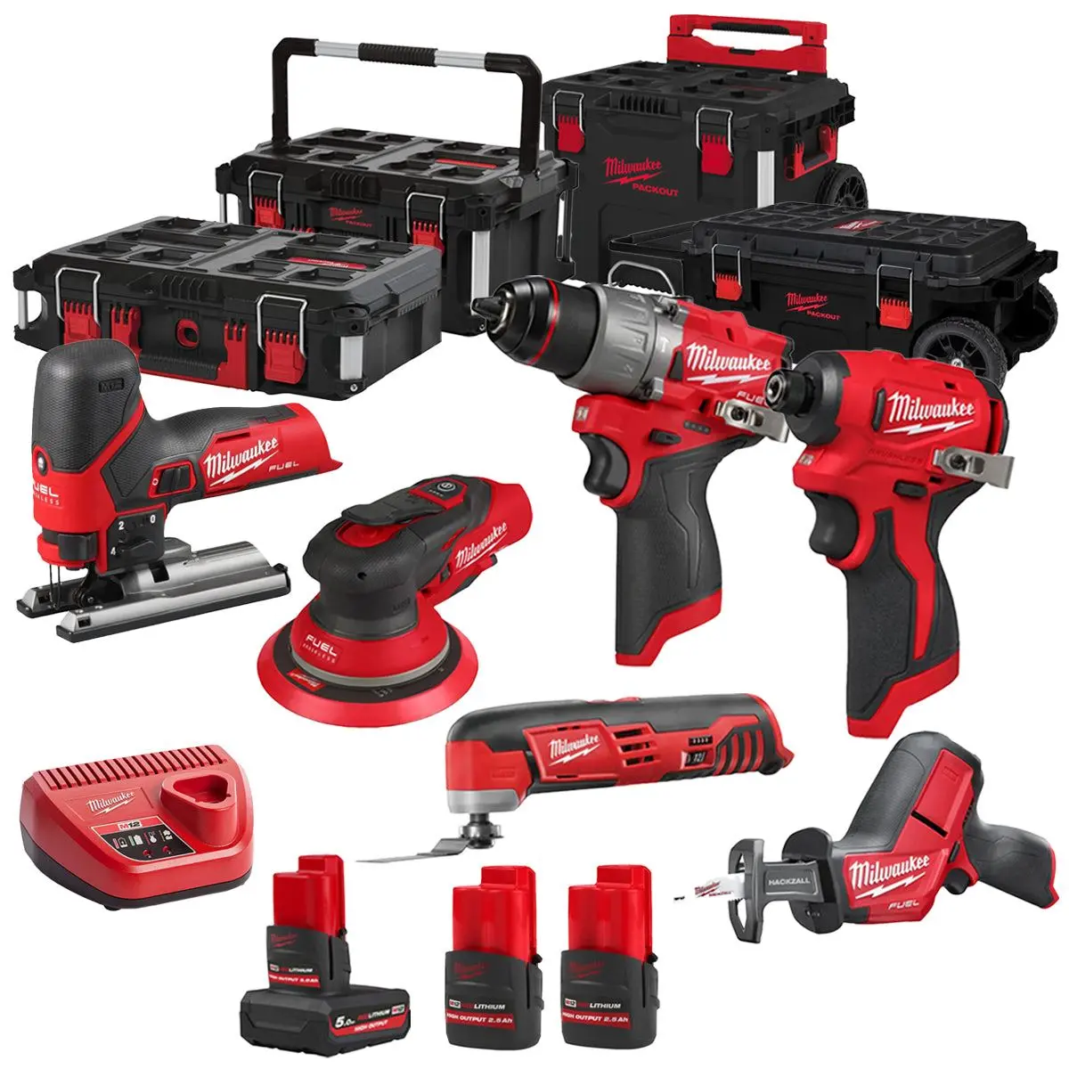 Milwaukee 12V 6 Piece Power Tool Kit With 3 X Batteries T4tkitm - 18496 1