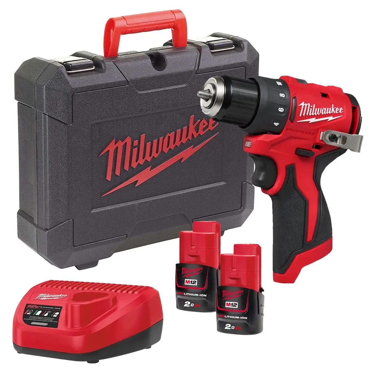 Milwaukee M12blddrc-202C 12V Brushless Drill Driver With 2 X 2.0Ah Battery Charger & Case 4933499687 1