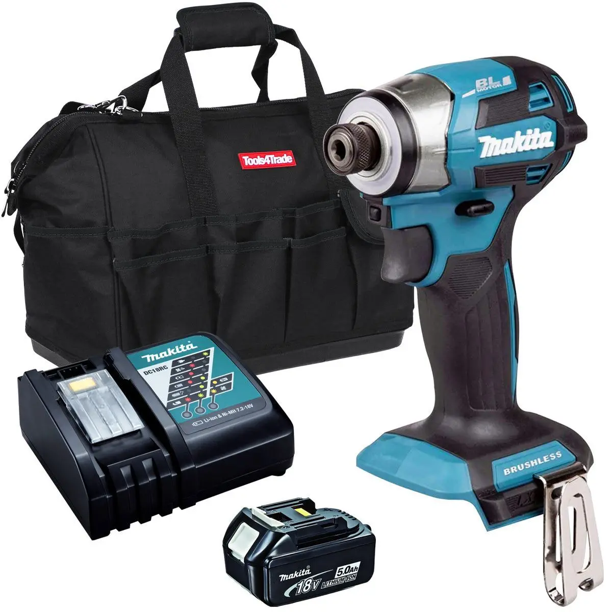 Makita Dtd173z 18V Lxt Brushless Impact Driver With 1 X 5.0Ah Battery Charger & Bag 1