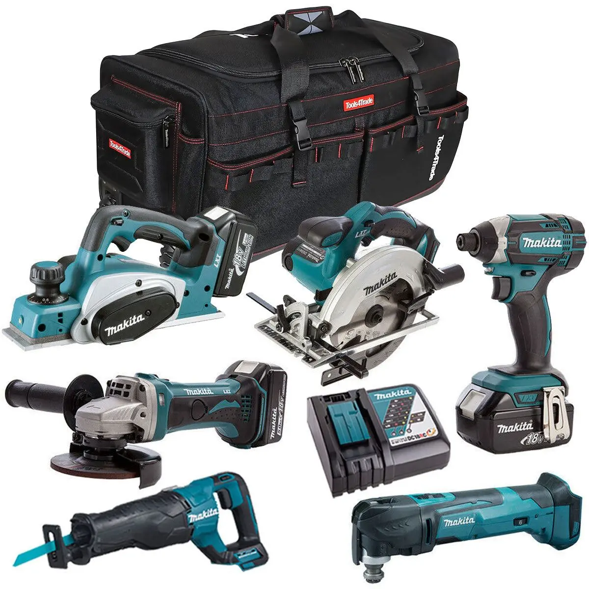 Makita 18V 6 Piece Power Tool Kit With 3 X 5.0Ah Batteries & Charger T4tkit-186 1