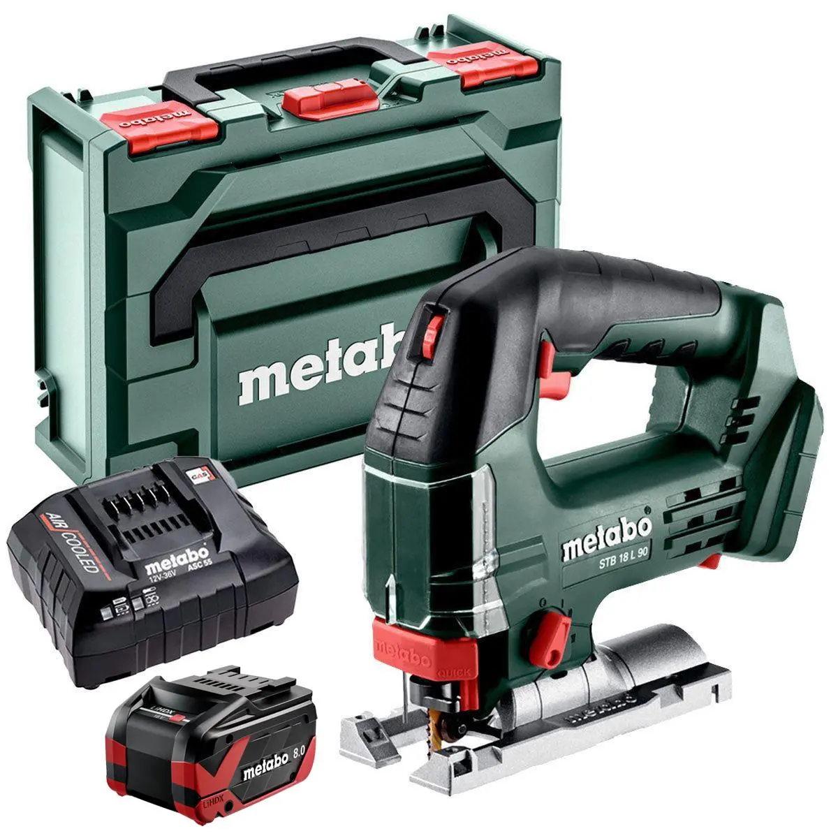 Metabo Stb 18 L 90 18V Bow Handle Jigsaw With 1 X 8.0Ah Battery Charger & Metabox 1