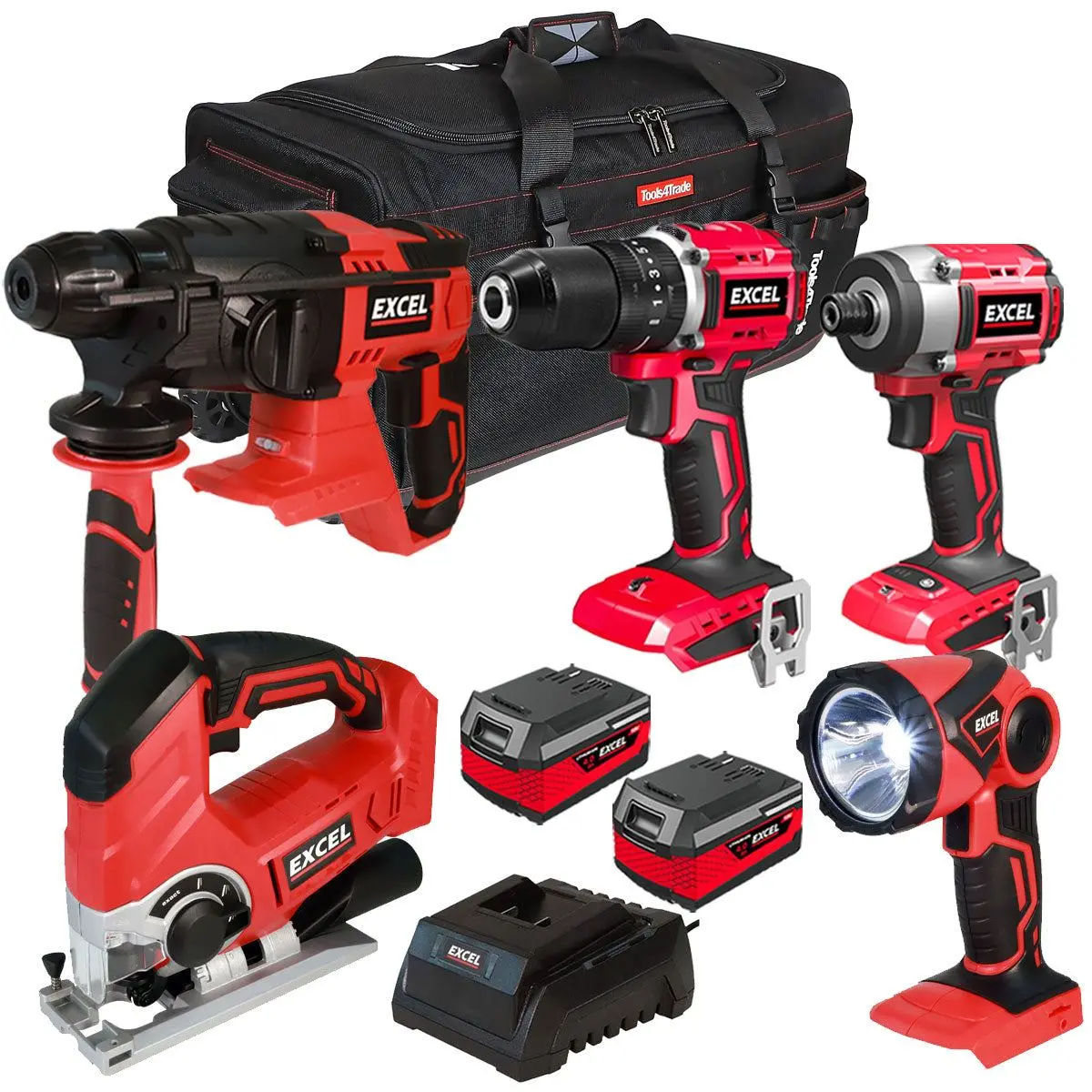 Excel 18V Cordless 5 Piece Tool Kit With 2 X 4.0Ah Batteries & Charger Exl5230 1