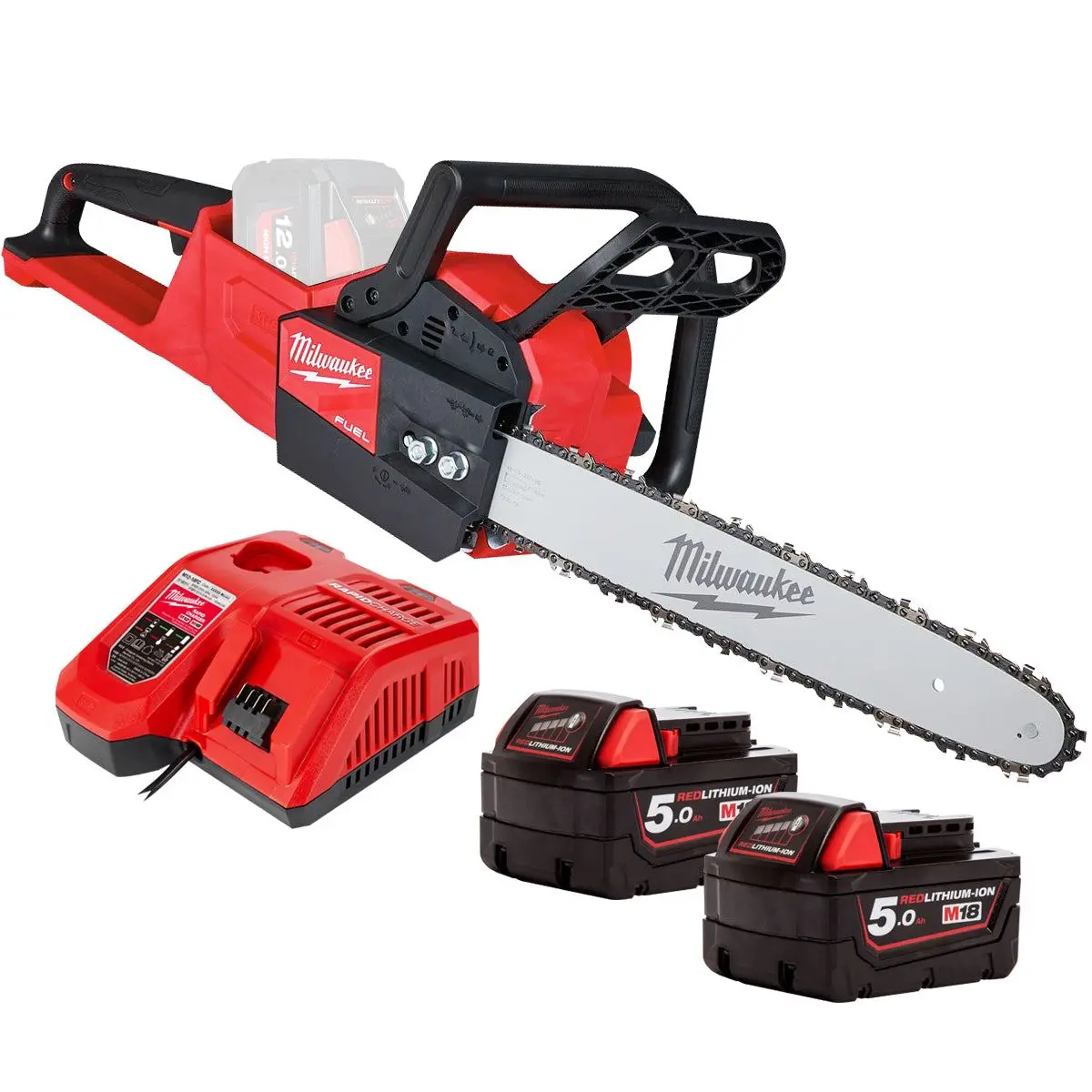 Milwaukee M18fchs35-0 18V Fuel Brushless Chainsaw 35Cm Bar With 2 X 5.0Ah Battery & Charger 1