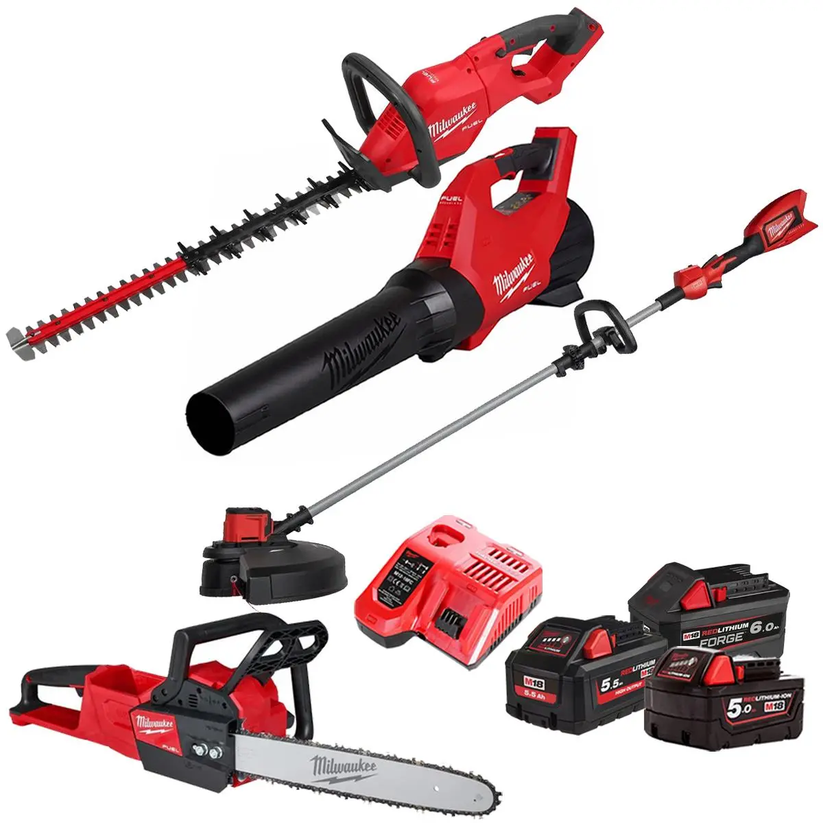 Milwaukee M18 18V 4 Piece Gardening Tool Kit With 3 X Batteries & Charger T4tkit-29516 1