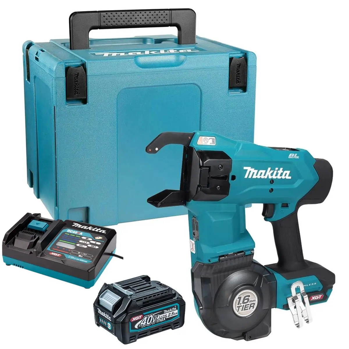 Makita Tr001gz 40V Max Xgt Brushless Rebar Tying Tool With 1 X 2.5Ah Battery Charger & Case 1