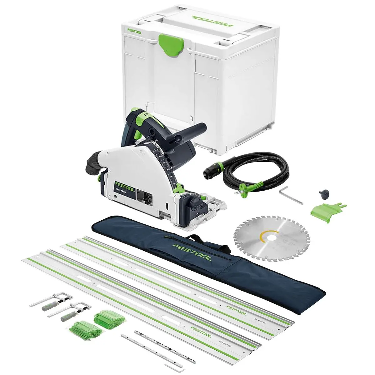 Festool Ts 55 Febq-Plus 230V Gb 160Mm Circular Plunge-Cut Saw - 576706 With Guide Rail Kit Set 577932 1