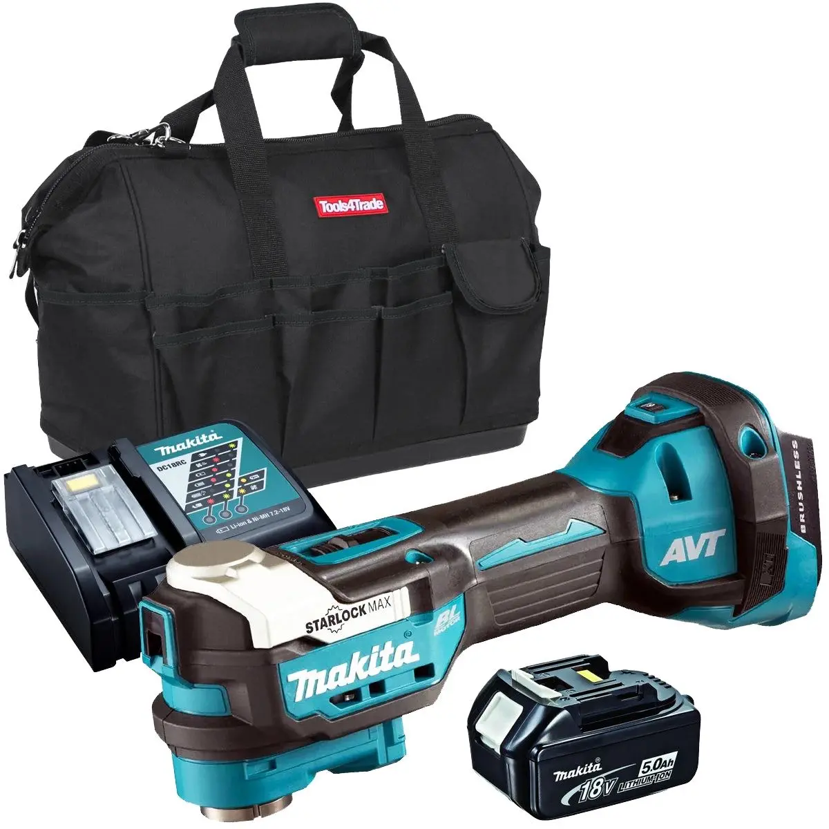 Makita Dtm52z 18V Brushless Oscillating Multi Tool With 1 X 5.0Ah Battery Charger & Bag 1