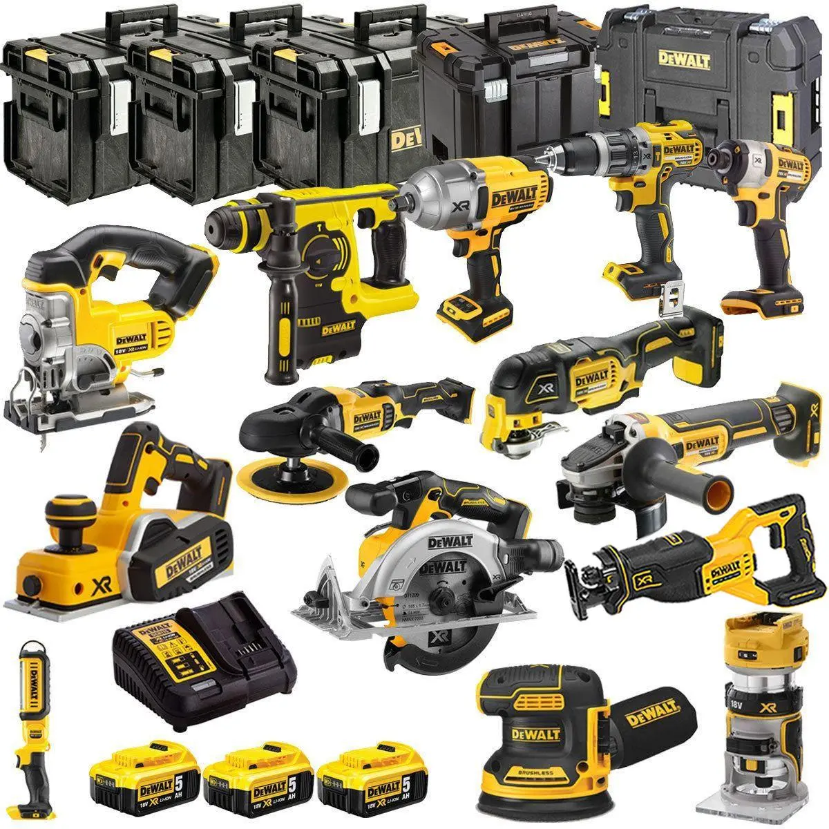 Dewalt 18V 14 Piece Power Tool Kit With 3 X 5.0Ah Battery Charger & Box Dewkit28 1