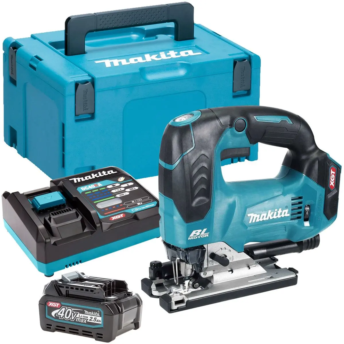 Makita Jv002gz01 40V Xgt Brushless Jigsaw With 1 X 2.5Ah Battery & Charger In Case 1