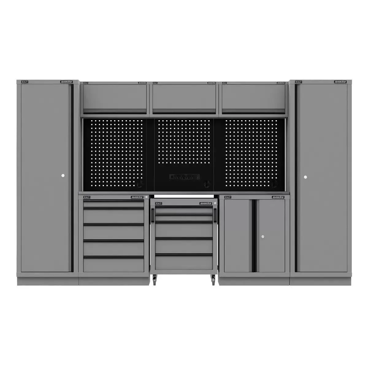 Sealey Apmsbestack01ss Superline Pro Black Edition Storage System With Stainless Worktop 3.24M 1