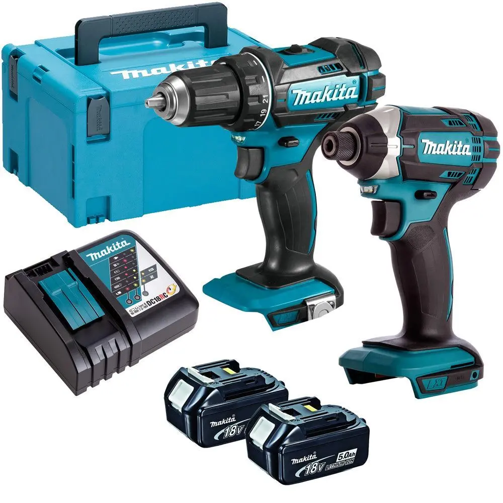 Makita Dlx2131tj 18V Combi Drill + Impact Driver Twin Kit With 2 X 5.0Ah Battery Charger In Type 3 Case 1