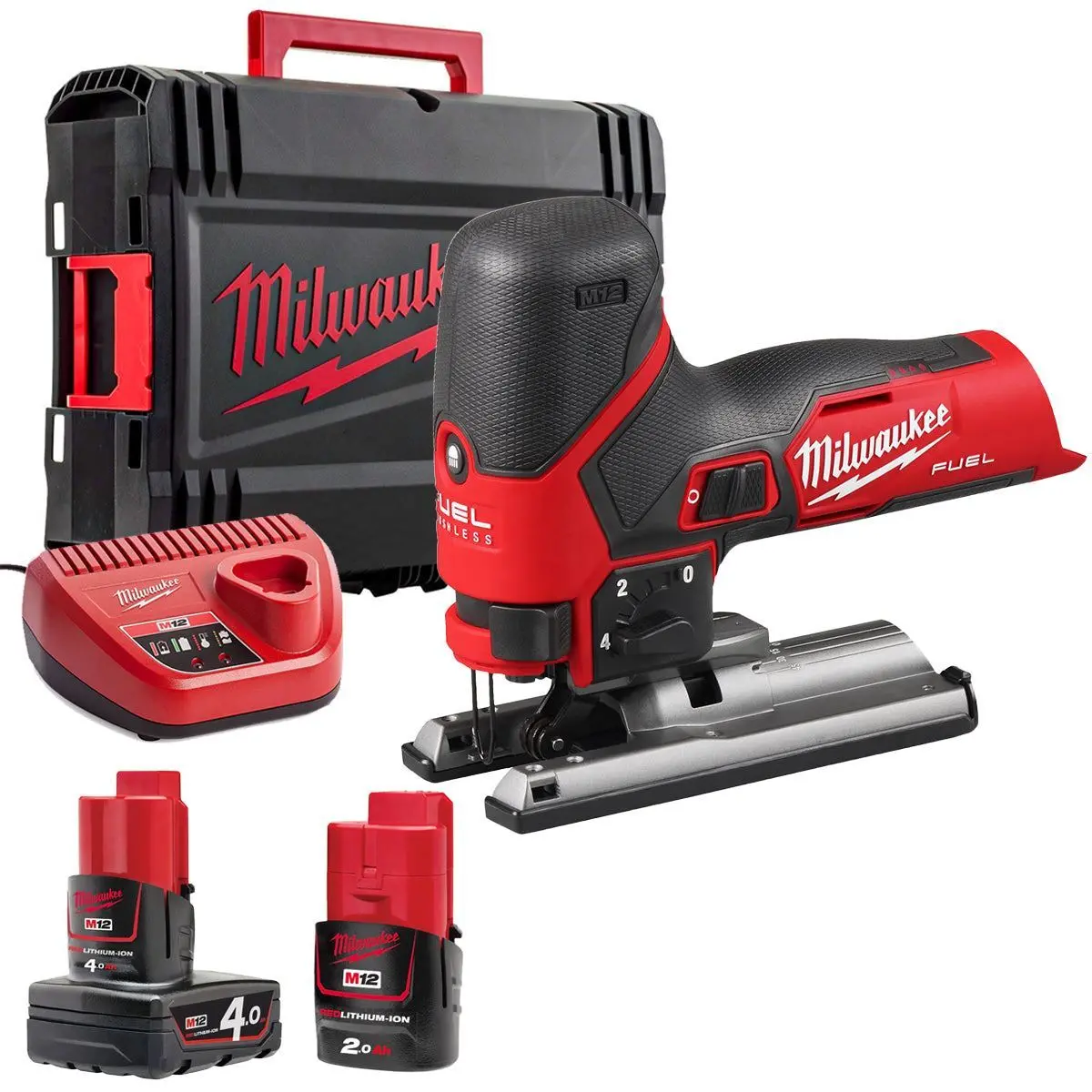 Milwaukee M12fjs-422X 12V Fuel Brushless Jigsaw With 4.0Ah/2.0Ah Batteries Charger & Case 4933493349 1