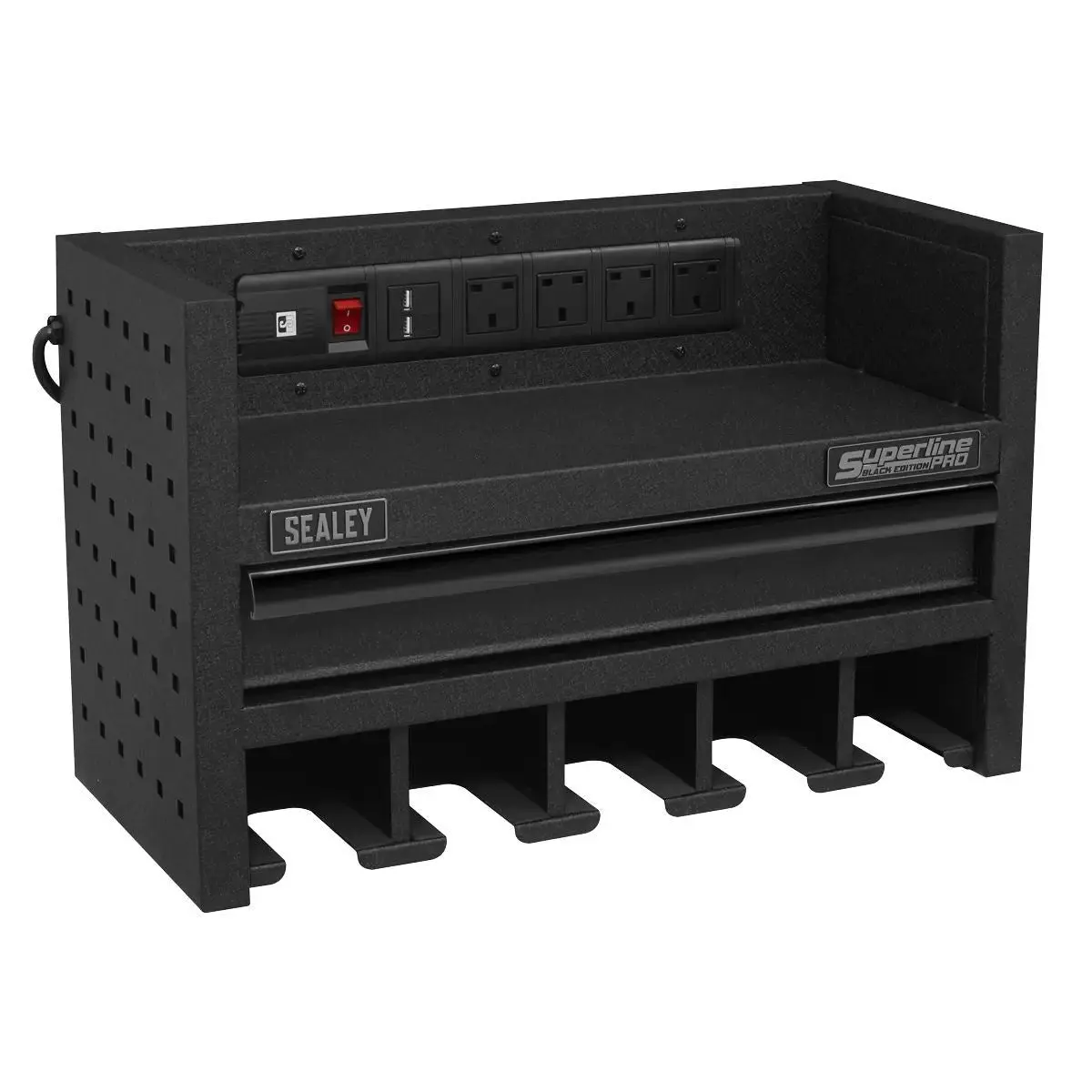 Sealey Ap22srbe 560Mm Power Tool Storage Rack With Drawer 1