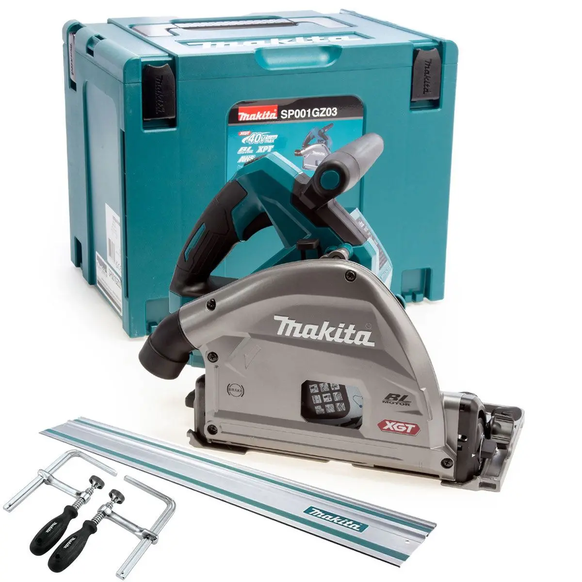 Makita Sp001gz03 40Vmax Xgt 165Mm Brushless Plunge Saw With 1 X 3000Mm Guide Rail & Clamp 1