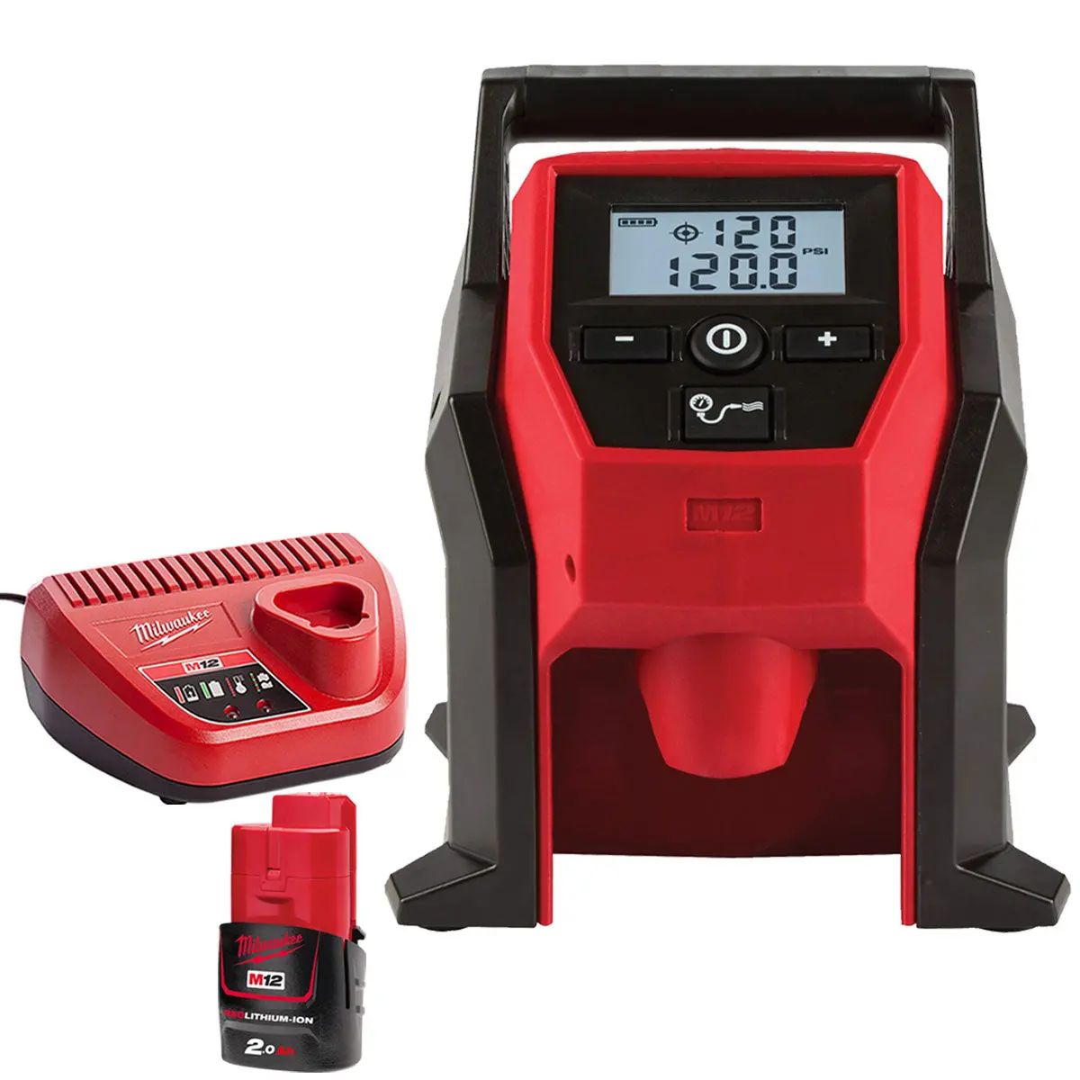 Milwaukee M12bi-0 M12 12V Sub Compact Inflator With 1 X 2.0Ah Battery & Charger 1