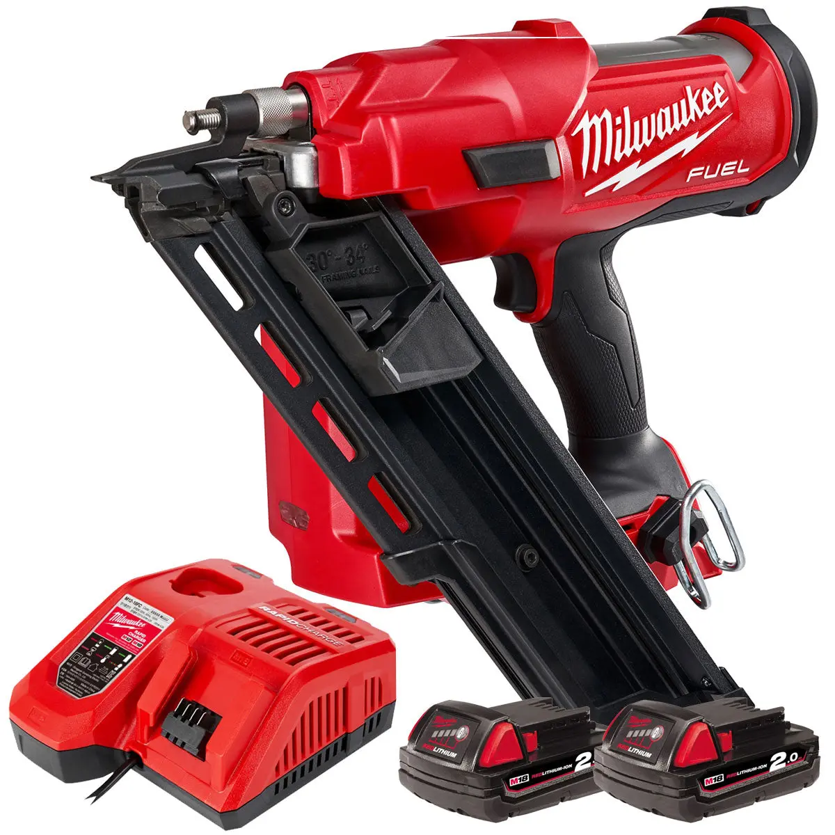 Milwaukee M18ffn-0 18V Brushless First Fix Framing Nailer With 2 X 2.0Ah Batteries & Charger 1