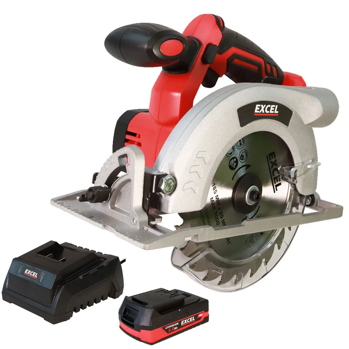 Excel 18V Cordless Circular Saw 165Mm With 1 X 2.0Ah Battery & Charger 1