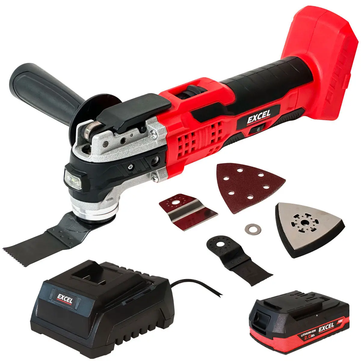 Excel 18V Oscillating Multi Tool With 1 X 2.0Ah Battery Charger 1