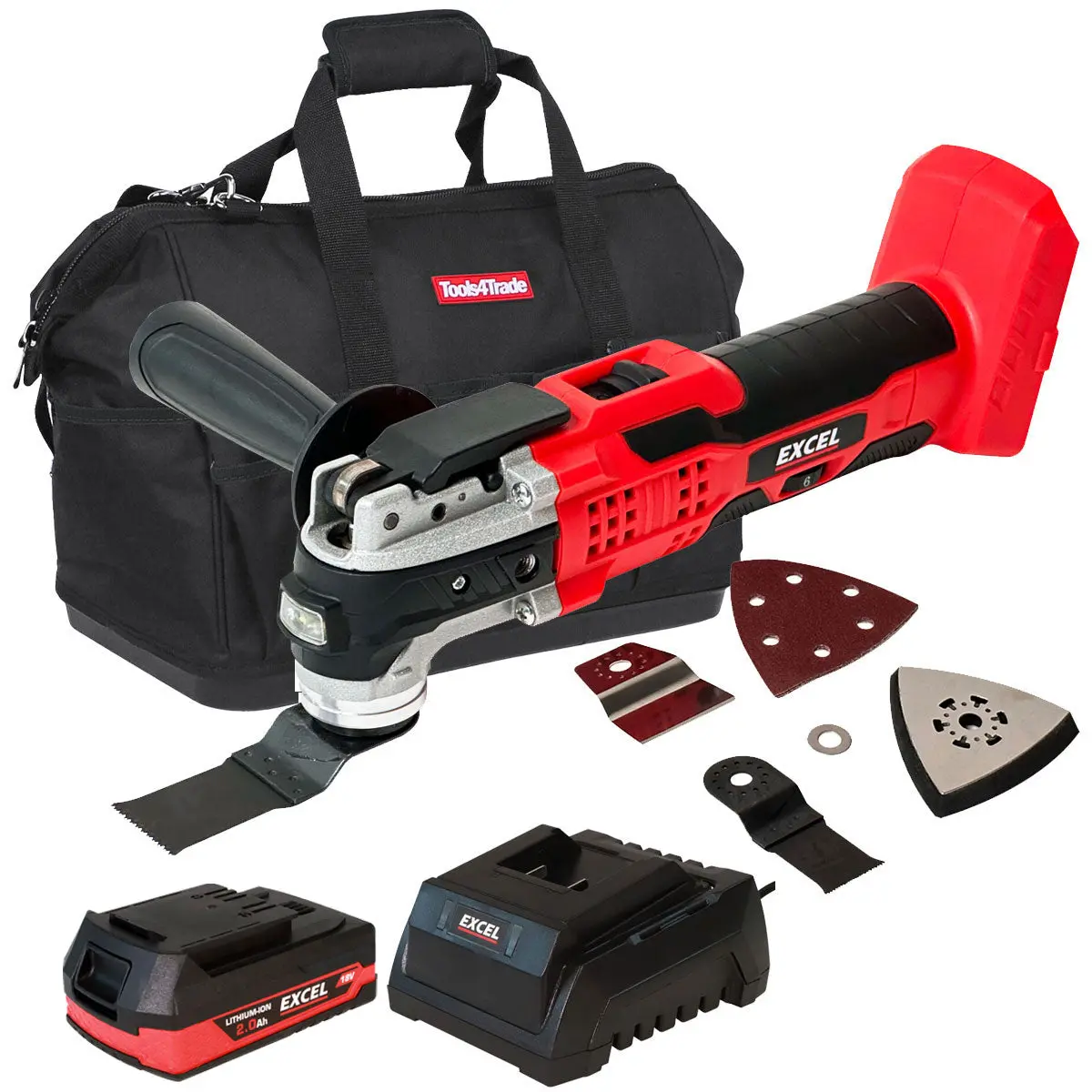 Excel 18V Oscillating Multi Tool With 1 X 2.0Ah Battery Charger & Bag 1