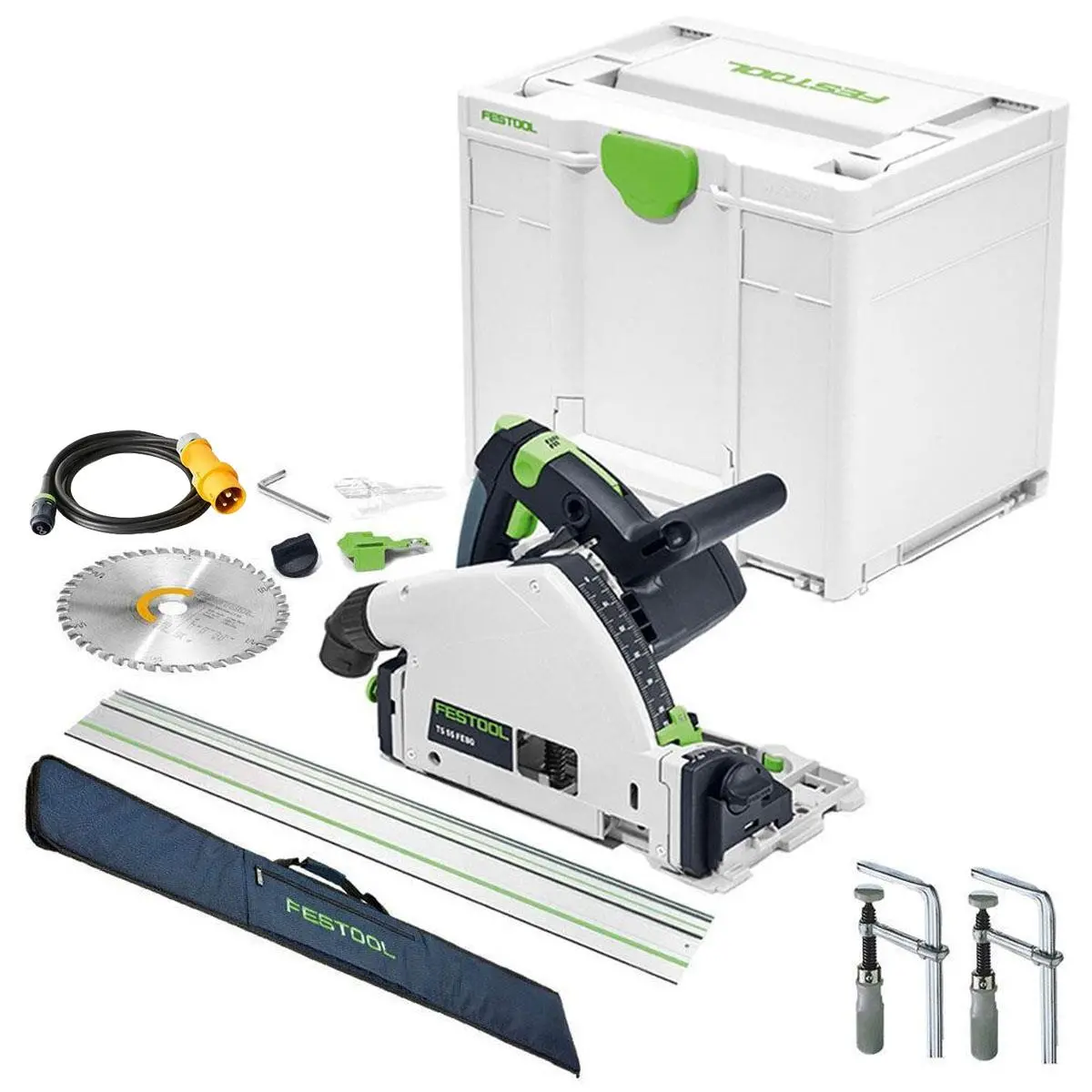 Festool Ts 55 Feq-Plus 110V Gb 160Mm Circular Plunge Cut Saw - 576707 With Guide Rail, Clamp & Guide Rail Bag 1