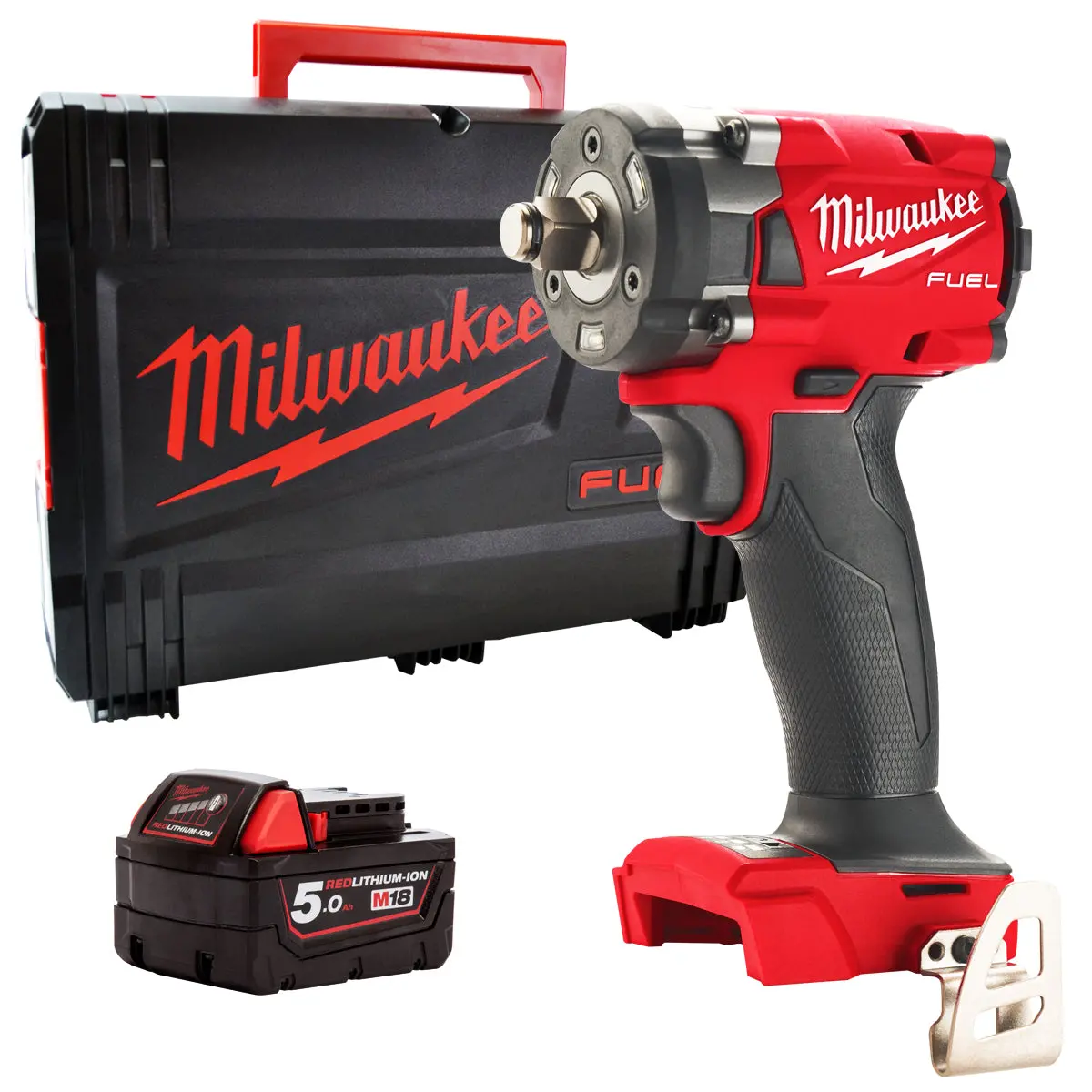 Milwaukee M18fiw2f38-0X 18V Fuel Brushless 3/8" Friction Ring Impact Wrench With 1 X 5.0Ah Battery 1