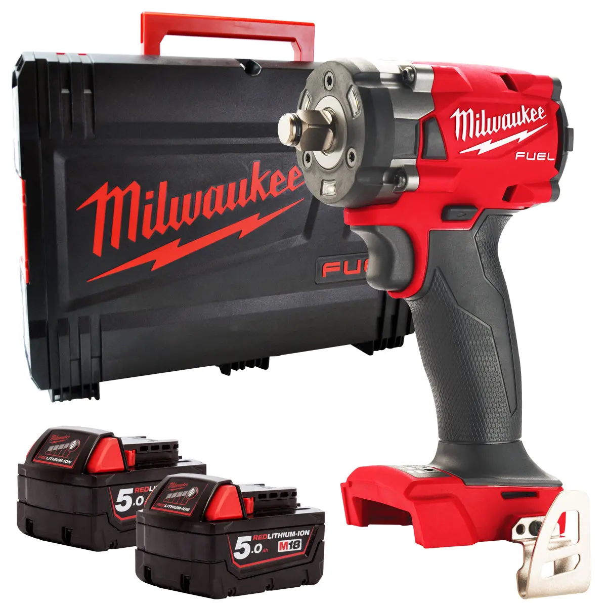 Milwaukee M18fiw2f38-0X 18V Fuel Brushless 3/8" Friction Ring Impact Wrench With 2 X 5.0Ah Battery 1