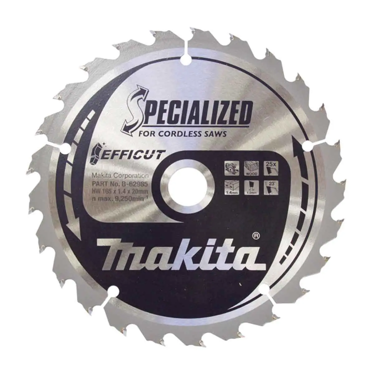 Makita 165Mm 25T Circular Saw Blade Efficut B-62985 1