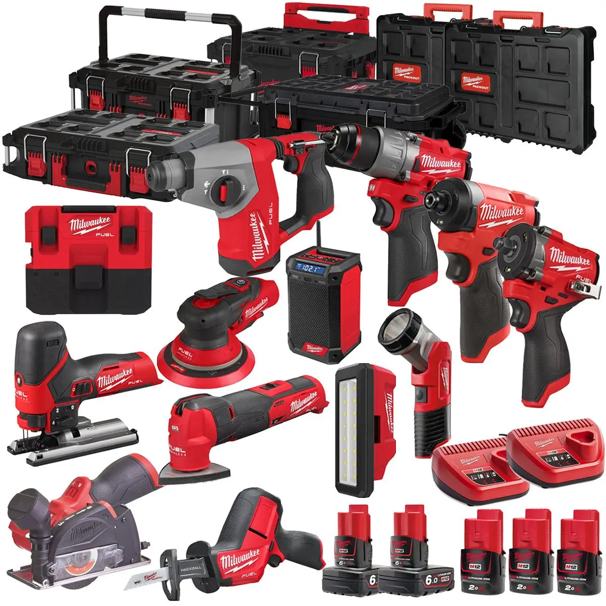 Milwaukee 12V 13 Piece Power Tool Kit With 5 X Batteries T4tkitm - 18470 1
